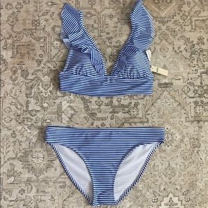 Blue striped bikini